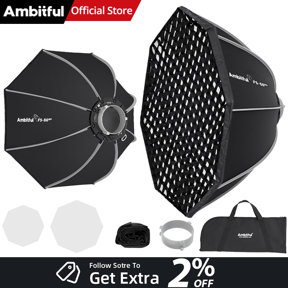 Photography Studio Lighting Set Up - AMBITFUL FS60PROII Szybkie Montażowanie Softboxa z
