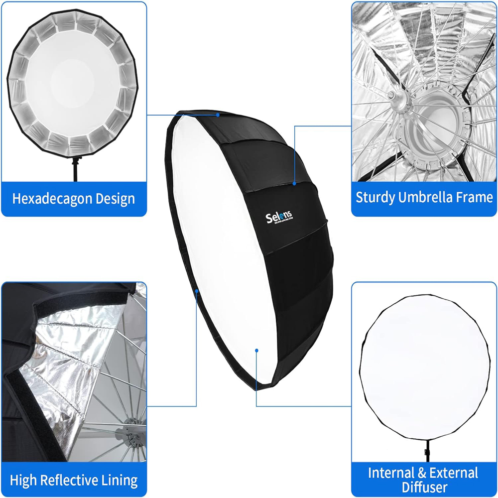 Paraboliczny softbox Selens Qu – Photography Studio Lighting Set Up recenzja i cena
